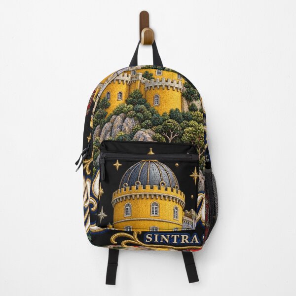Item preview, Pena Palace Sintra Portugal – Colourful Embroidery Style Castle Art with Stars designed and sold by Emoji Emblems.