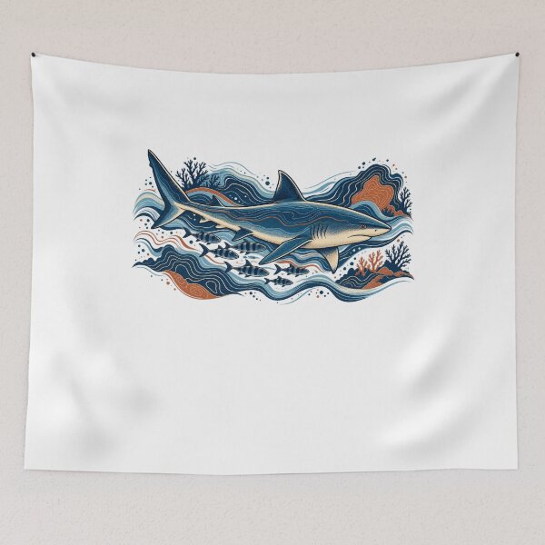 Item preview, Reef Shark Topographic Ocean Waves designed and sold by SiripornSeaynng.