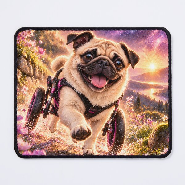 Item preview, Wheelchair pug in the galaxy space nebula designed and sold by knuppify.