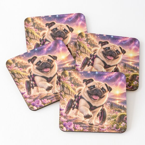 Item preview, Wheelchair pug in the galaxy space nebula designed and sold by knuppify.