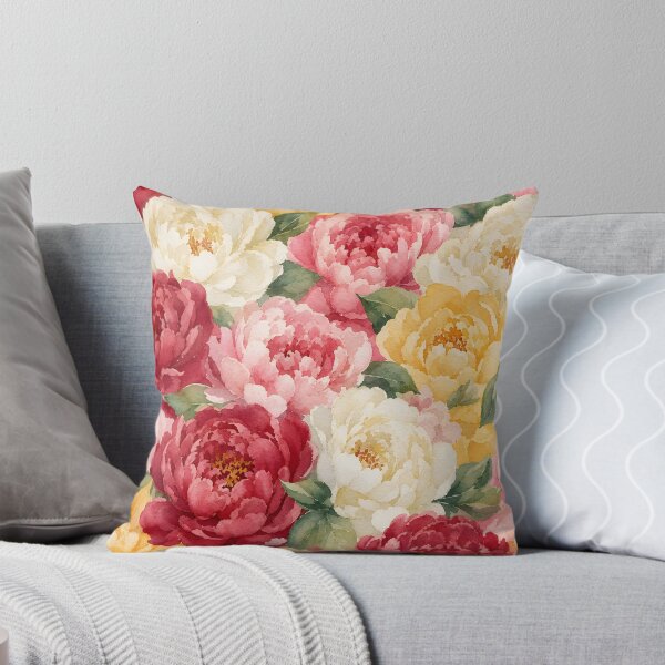 Item preview, Crimson and Gold Watercolor Peony Flowers Vintage Floral Pattern HD Store designed and sold by bard-art.