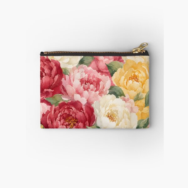 Item preview, Crimson and Gold Watercolor Peony Flowers Vintage Floral Pattern HD Store designed and sold by bard-art.
