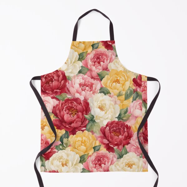 Item preview, Crimson and Gold Watercolor Peony Flowers Vintage Floral Pattern HD Store designed and sold by bard-art.
