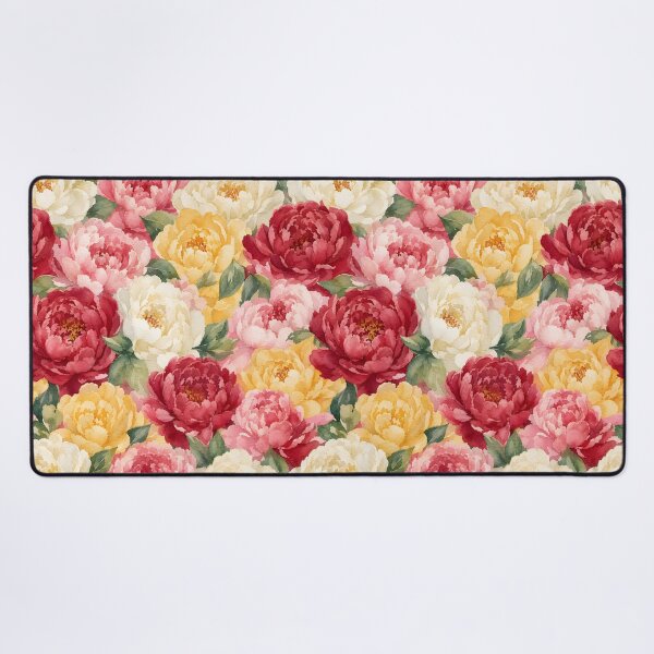 Item preview, Crimson and Gold Watercolor Peony Flowers Vintage Floral Pattern HD Store designed and sold by bard-art.
