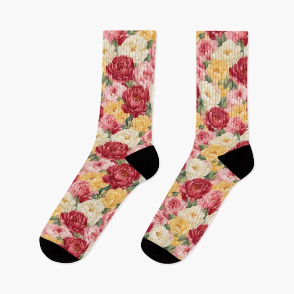 Item preview, Crimson and Gold Watercolor Peony Flowers Vintage Floral Pattern HD Store designed and sold by bard-art.