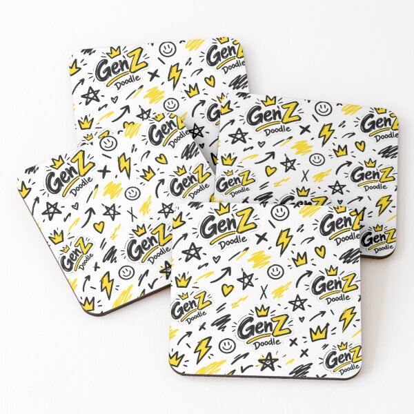 Item preview, Gen Z Doodle Sticker Pattern – Black & Yellow Street Style designed and sold by GenZ Doodle.