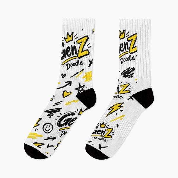 Item preview, Gen Z Doodle Sticker Pattern – Black & Yellow Street Style designed and sold by GenZ Doodle.