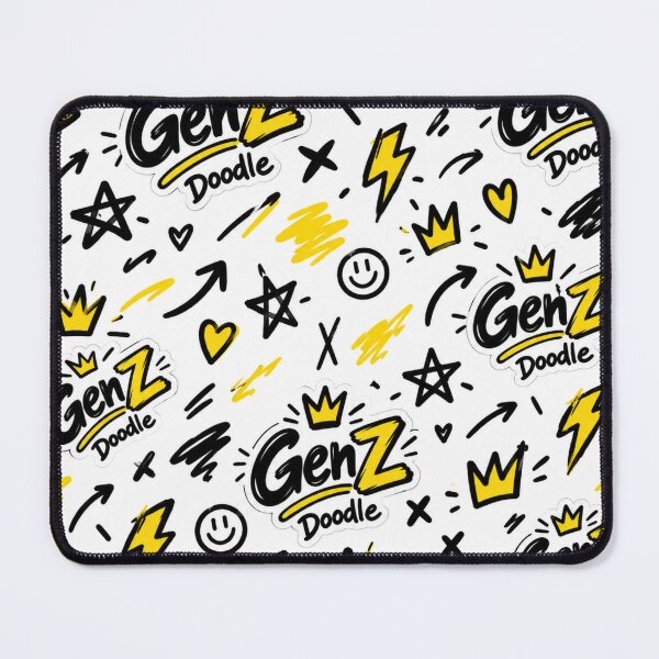 Item preview, Gen Z Doodle Sticker Pattern – Black & Yellow Street Style designed and sold by GenZ Doodle.