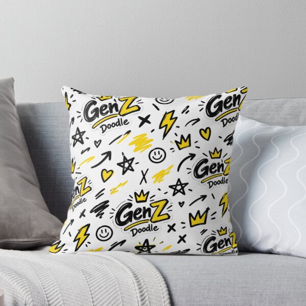 Item preview, Gen Z Doodle Sticker Pattern – Black & Yellow Street Style designed and sold by GenZ Doodle.