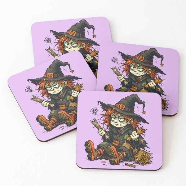 Item preview, Grumpy Little Witch with Broken Broom designed and sold by PreeCha Art & Co..