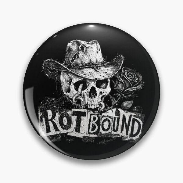 Artikelvorschau, Rotbound Outlaw Skull Cowboy Hat Rose Gothic Western Illustration entworfen und verkauft von Yellowriversss.