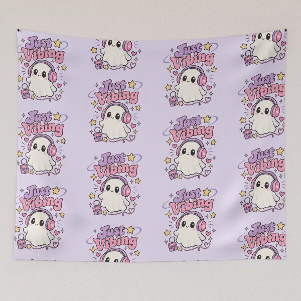 Item preview, Just Vibing Cute Kawaii Ghost Pastel Aesthetic designed and sold by LunaVales.