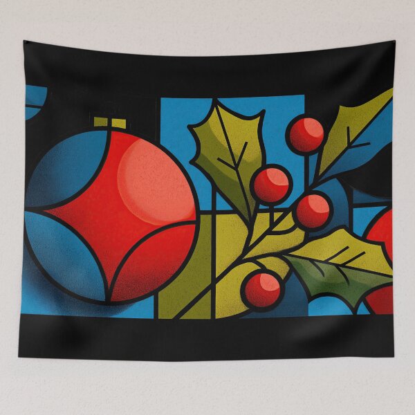 Item preview, Festive Stained Glass Christmas Bauble with Holly designed and sold by colorful-white.