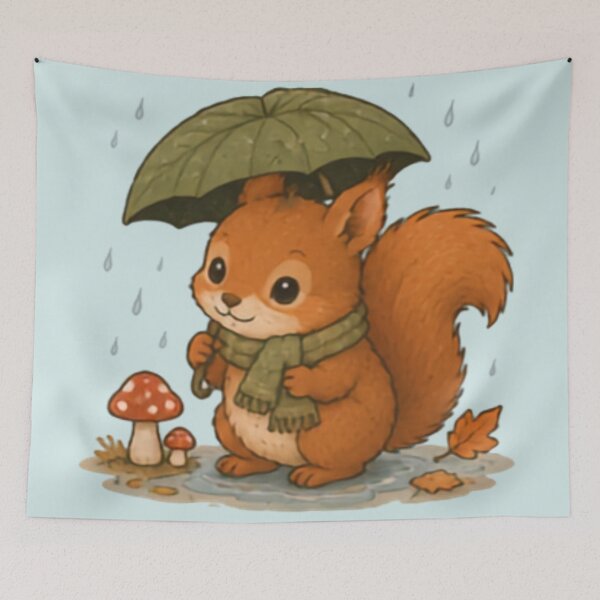 Item preview, Rainy Day Red Squirrel designed and sold by MellowMunchkins.