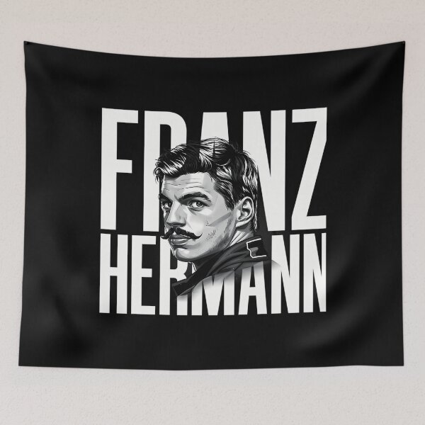 Item preview, Franz Hermann Portrait - F1 Driver Black  White Art Print designed and sold by thomancrask1.