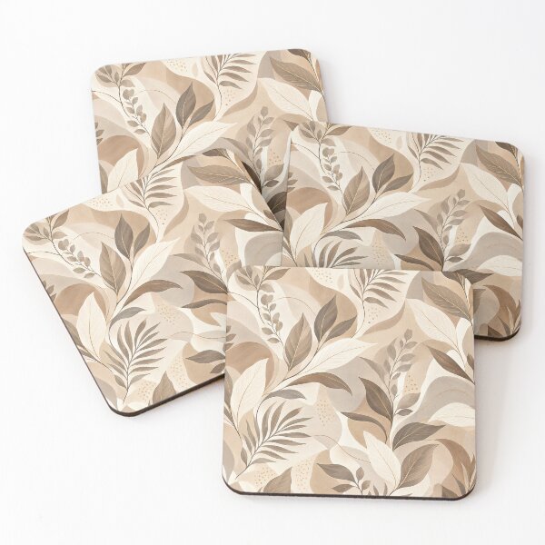 Item preview, Neutral Beige Botanical Leaves Abstract Nature Pattern designed and sold by CreativeCharmCo.