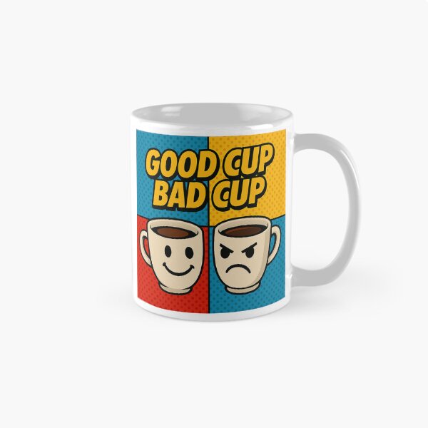 Item preview, Good Cup Bad Cup Pop Art Coffee Mug Design designed and sold by Jenni Tee.