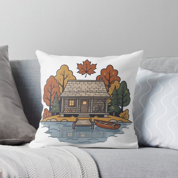 Item preview, Autumn Cabin by the Lake Cozy Nature Retro Design designed and sold by Mellow Doodle Co..