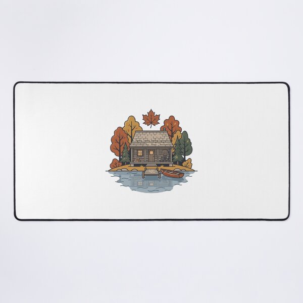 Item preview, Autumn Cabin by the Lake Cozy Nature Retro Design designed and sold by Mellow Doodle Co..