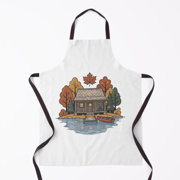 Item preview, Autumn Cabin by the Lake Cozy Nature Retro Design designed and sold by Mellow Doodle Co..