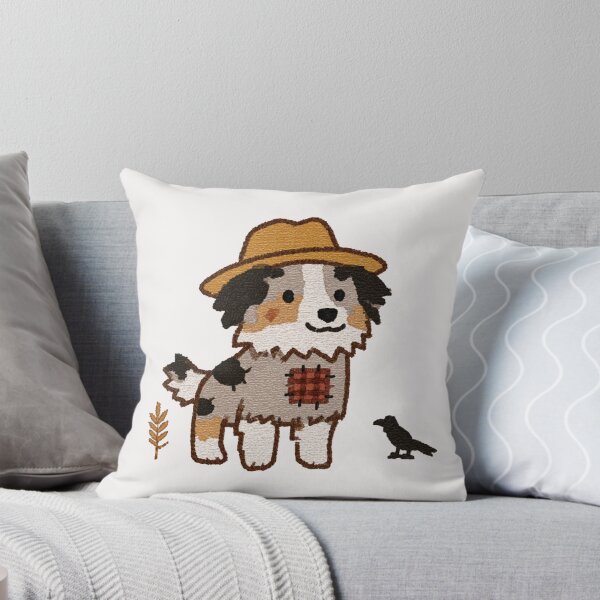 Item preview, Cute Aussie Scarecrow Dog Fall Autumn Farm designed and sold by NicolasGlowArt.