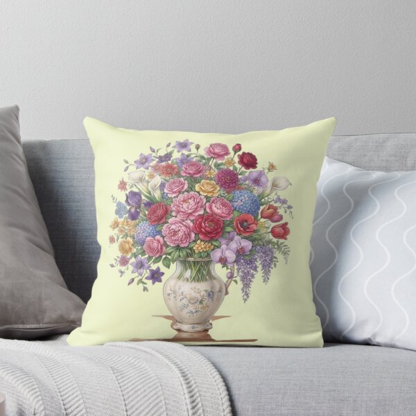 Item preview, Vintage Floral Bouquet in Ceramic Vase Watercolor Art designed and sold by DrAsmaaMohamed.