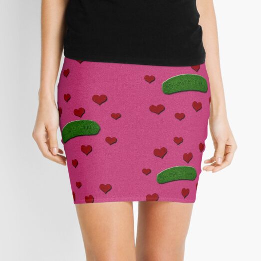 My Sweet Pickle In Pink Red and Green Shimmer Mini Skirt