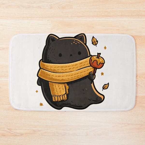 Item preview, Cute Black Cat Ghost Caramel Apple Fall Leaves designed and sold by NicolasGlowArt.