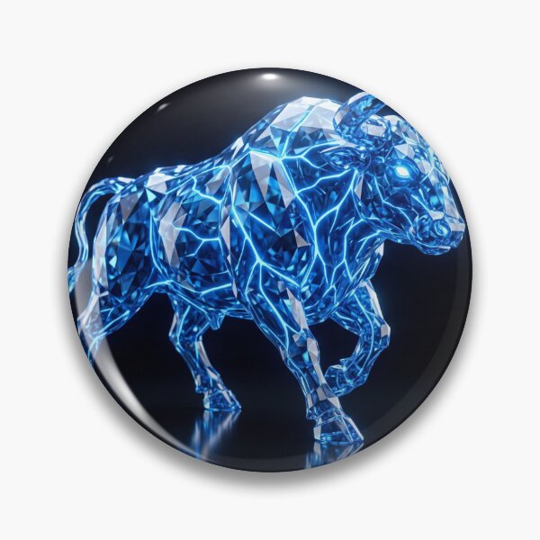 Item preview, Blue crystal neon bull on black background designed and sold by dyby.