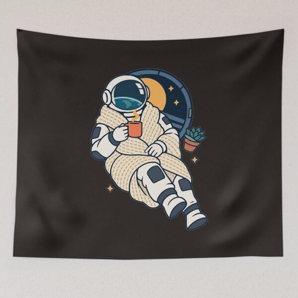 Item preview, Cozy Zero Gravity Astronaut With A Blanket And Hot Coffee designed and sold by KungPowUnicorn.