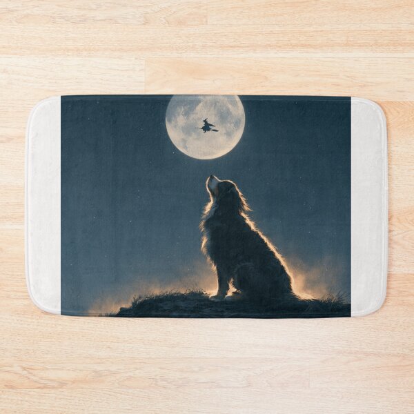 Item preview, Dog Watching Witch Fly Full Moon Halloween Night designed and sold by NicolasGlowArt.