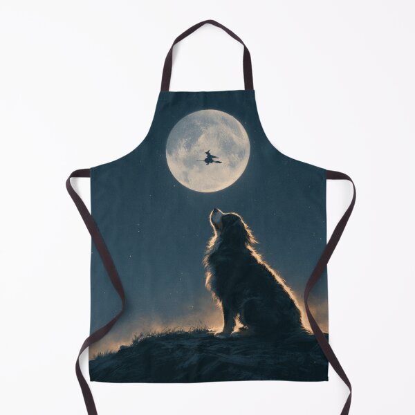 Item preview, Dog Watching Witch Fly Full Moon Halloween Night designed and sold by NicolasGlowArt.