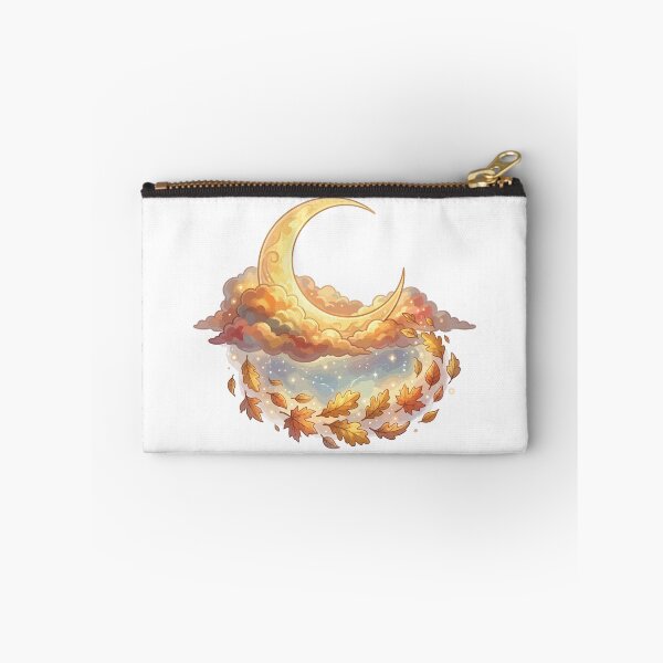 Item preview, Celestial Crescent Moon with Autumn Leaves & Clouds designed and sold by Mellow Doodle Co..