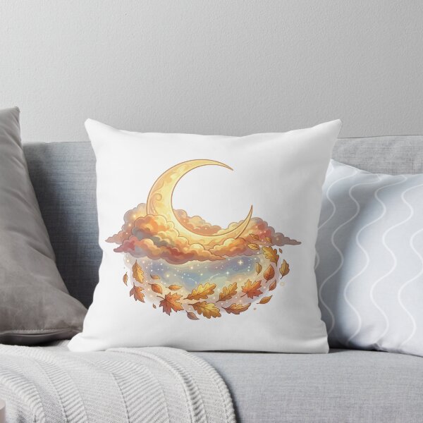 Item preview, Celestial Crescent Moon with Autumn Leaves & Clouds designed and sold by Mellow Doodle Co..