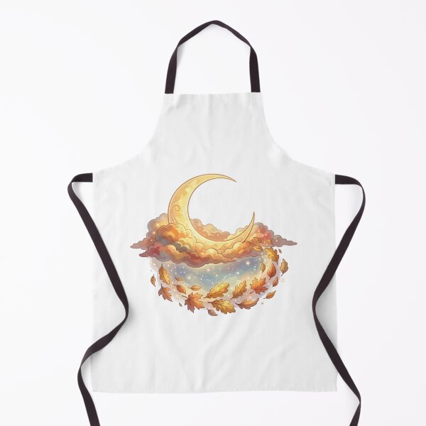 Item preview, Celestial Crescent Moon with Autumn Leaves & Clouds designed and sold by Mellow Doodle Co..
