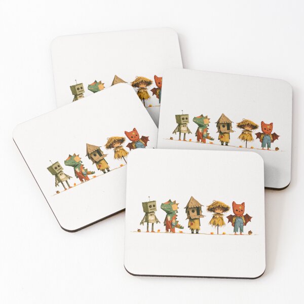 Item preview, Whimsical Patchwork Fall Halloween Critters designed and sold by NicolasGlowArt.
