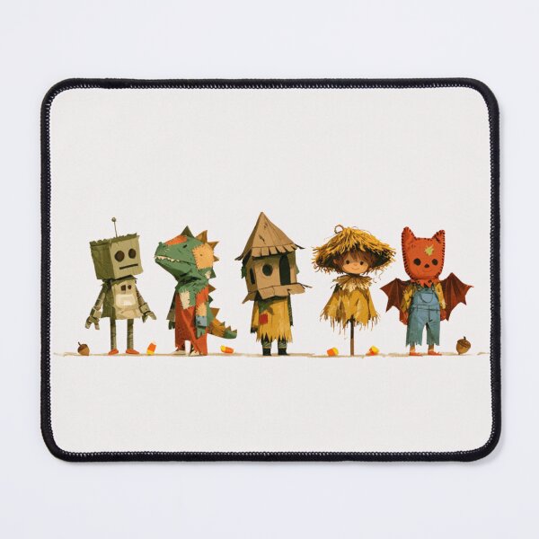 Item preview, Whimsical Patchwork Fall Halloween Critters designed and sold by NicolasGlowArt.