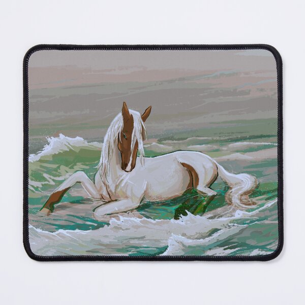 Item preview, White Horse Resting Among Ocean Waves designed and sold by BaranSancakTS.