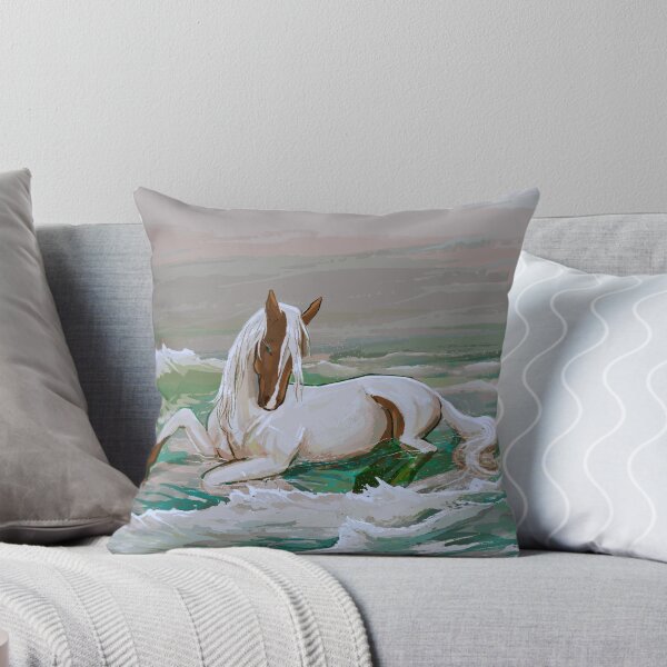 Item preview, White Horse Resting Among Ocean Waves designed and sold by BaranSancakTS.