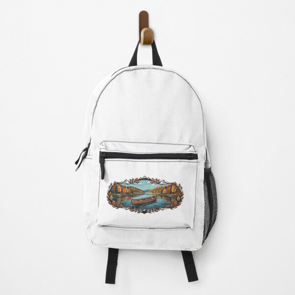Item preview, Vintage Autumn Lake Canoe & Mountain Landscape designed and sold by Mellow Doodle Co..