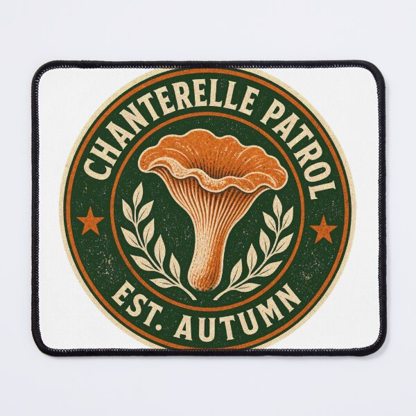Item preview, Chanterelle Patrol Vintage Mushroom Foraging Badge designed and sold by BoosterShop.