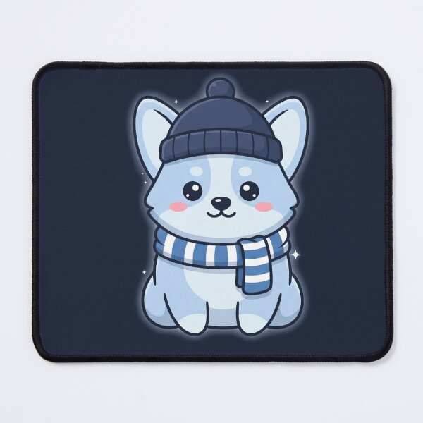 Item preview, Cute Dog Blue With a Hat and Scarf Winter clothes cold season designed and sold by JOHNACCO.