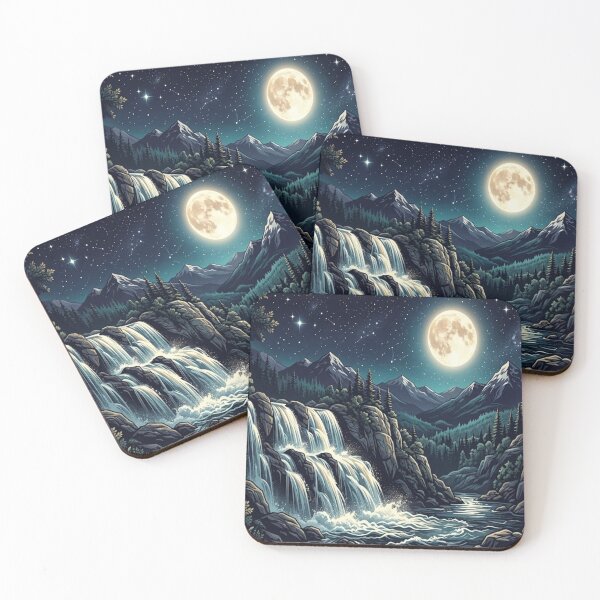 Item preview, moon and waterfall designed and sold by GAWPAWshop.