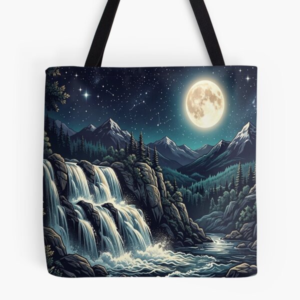 Item preview, moon and waterfall designed and sold by GAWPAWshop.