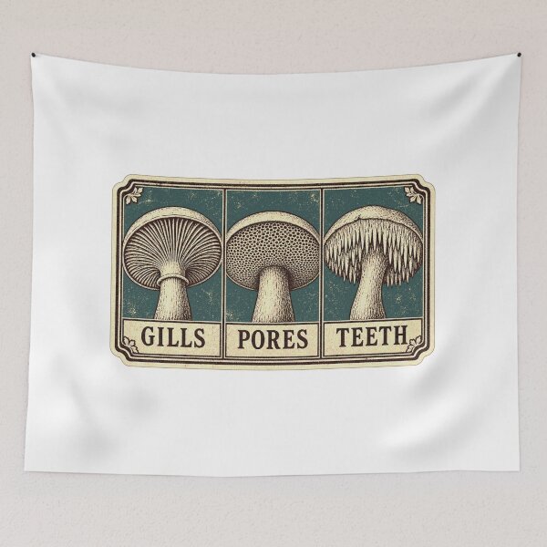 Item preview, Gills Pores Teeth Mushroom Identification Chart designed and sold by BoosterShop.