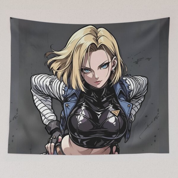 Item preview, Blonde Anime Girl – Stylish Badass Female Warrior Dark Streetwear Manga Art designed and sold by Dyan4.