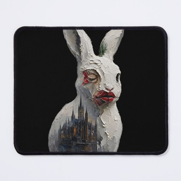 Item preview, The Gothic Cathedral Bunny – Dark Surrealist Impasto Art designed and sold by LujziWorld.