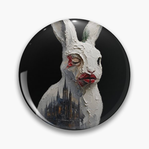 Item preview, The Gothic Cathedral Bunny – Dark Surrealist Impasto Art designed and sold by LujziWorld.