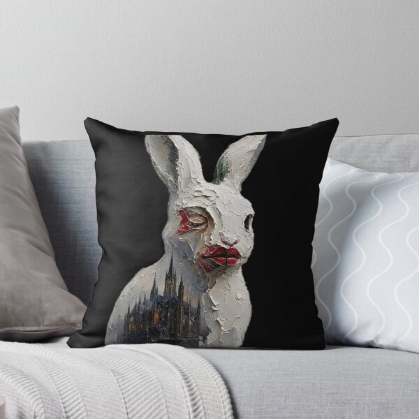 Item preview, The Gothic Cathedral Bunny – Dark Surrealist Impasto Art designed and sold by LujziWorld.