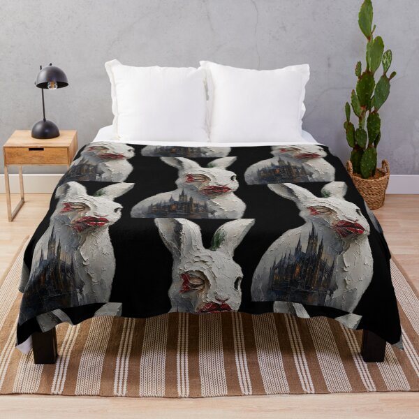 Item preview, The Gothic Cathedral Bunny – Dark Surrealist Impasto Art designed and sold by LujziWorld.